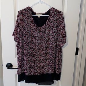 MICHAEL Michael Kors Plus Pink & Black Floral Top